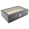 SciencePurchase Watch Box Large 12 Mens Black Leather Display Glass