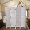 SANDINRAYLI 4 Panel Wood Louver Folding Screen, Room Divider, Portable