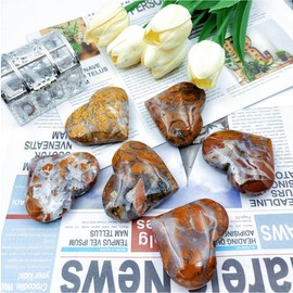 |XRYXTL|Yellow Agate|2.8"-3" Large Heart Stone|Healing Crystals Gifts for Women|Natural Reiki Gemstone|Polished Stone|Home Decor and Collection