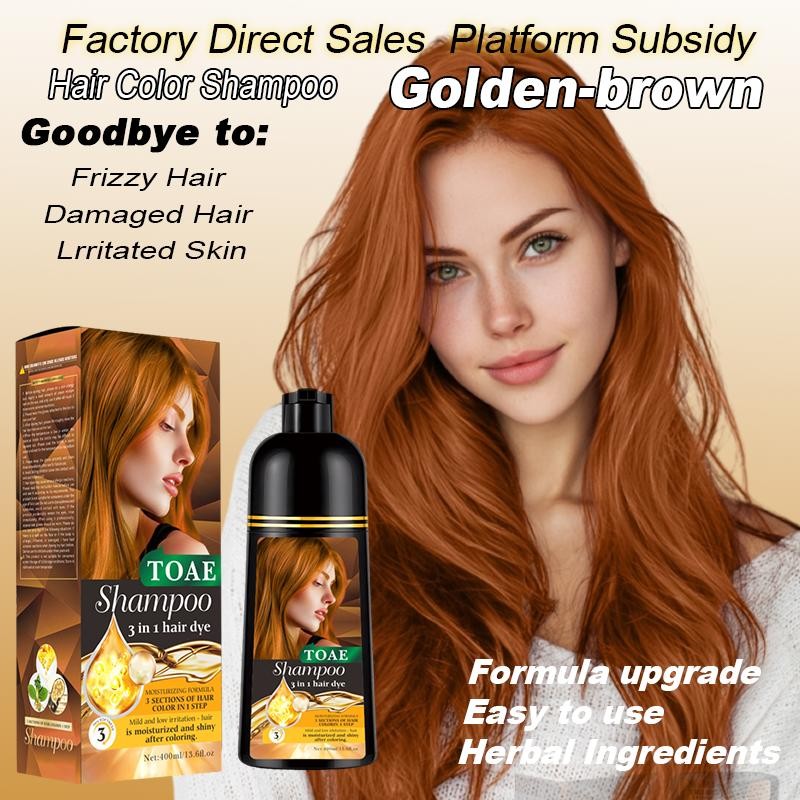 3-in-1 Hair Dye Shampoo, Herbal Gray Coverage, TOAE Unisex Formula,