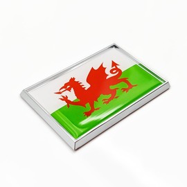 Perdecor Wales Welsh Flag Sticker Emblem Decal Car Chrome Flags, 2 Pack, 3 x 2 inches