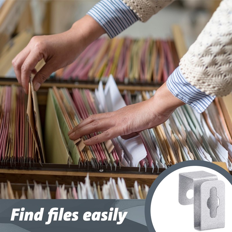 Hicarer 8 Pcs Metal Hanging File Bracket Clips Storage Hanging