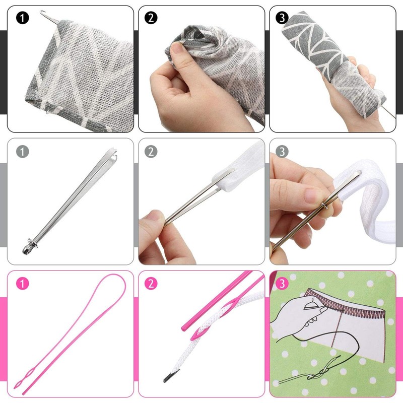 6 Pcs Flexible Drawstring Threader Tool Sewing Loop Kit, Loop