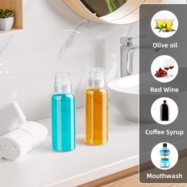 VITVITI Glass Mouthwash Dispenser for Bathroom, 10 OZ Mouth Wash Container Bottle with Lid Cup, Countertop Small Clear Refillable Mouthwash Dispensers Decanter (White)