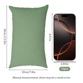 ODDerZZii 1pcs Small Pillow 11.8" X 7.8", Nap Small Cushion with 2 Toddler Pillow Cases(Grey and Green), Rectangle Cushion Toddler Pillow, Cushion Inserts for Kids, Adult, Pets, Neck and Knee Support