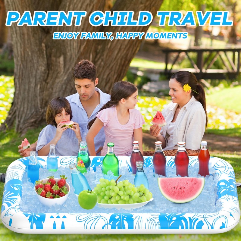3 Pcs Ice Buffet Serving Tray Drink Cooler with Drain