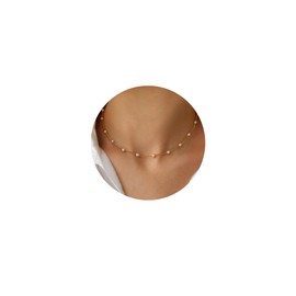 FUNEIA Pearl Necklace Women 14K Gold-Plated Necklace with Pearls White Pearl Choker Chain Dainty Small Pearl Pendant Chain Gold Waterproof Summer Fashion Jewellery Gifts Girls Teenagers, Pearl Gold