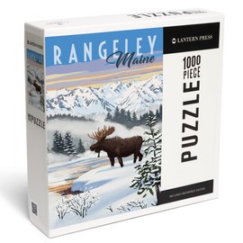 Lantern Press 1000 Piece Jigsaw Puzzle, Rangeley, Maine, Moose, Winter Scene