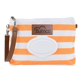 (Orange) - Orange BabyBum Nappy Clutch - Light and Compact; Includes refillable Wipes case
