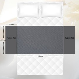 HUNAIGEE Washable Non-Slip Incontinence Bed Cover Reusable Incontinence Bed Pads with Tuck-in Sides Super Absorbent Large Waterproof Bed Wetting Protector Underpads 39x59inch Grey