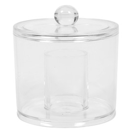 Ciieeo 1pc Transparent Round Cotton Swab Holder Lid Dustproof Makeup Storage Container for Cotton Pads and Swabs Stylish Desktop Organizer for Home Use