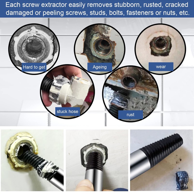 C100AE Easy Out Bolt Extractor Set of 6,Damaged Screw Bolt