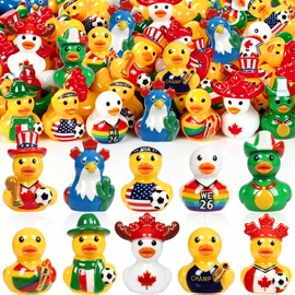 Kanmeii 50PCS Soccer Mini Resin Ducks 10 Style Sports Theme Collectible Little Football Figures for Office Desk Shelf Decor Soccer Party Favors and Gifts for Sports Fans
