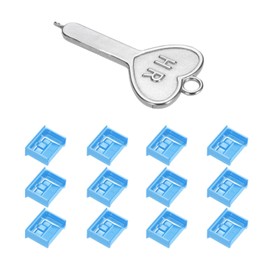 sourcing map 12 Port Blocker Locking USB Port/Dust PC Blocker with Coded Key,Blue