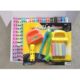 Jayla Sidewalk Chalk 18 Colors 144 Pack Jumbo Bulk, Non-Toxic, Washable, Extensive Collection, Outdoor Play for Kids and Adults (+ 4 Art Tools), MultiColor