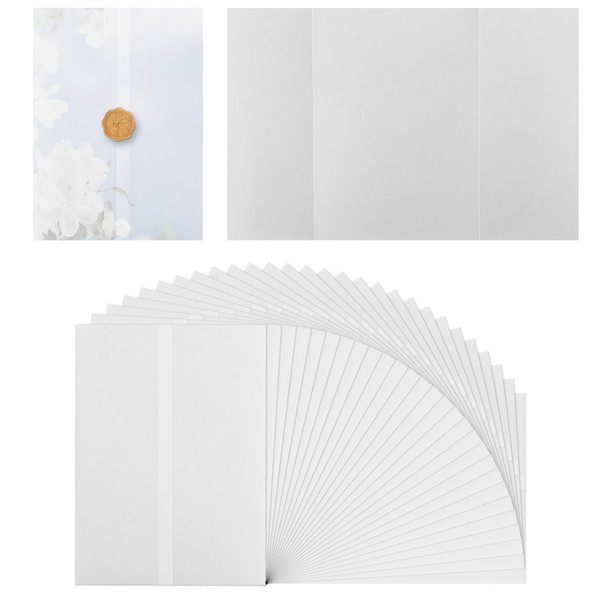 100pcs Pre-Folded Vellum Jackets for Invitations, 5x7 Vellum Paper Jackets for Wedding Invitations Translucent Vellum Wrap Jackets for Wedding Bridal Shower Baby Shower Birthday Party（Not Fit A5）