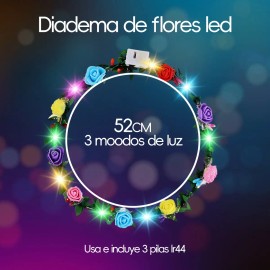 10pz Diadema Corona Flores Luz Led Fiesta Festival