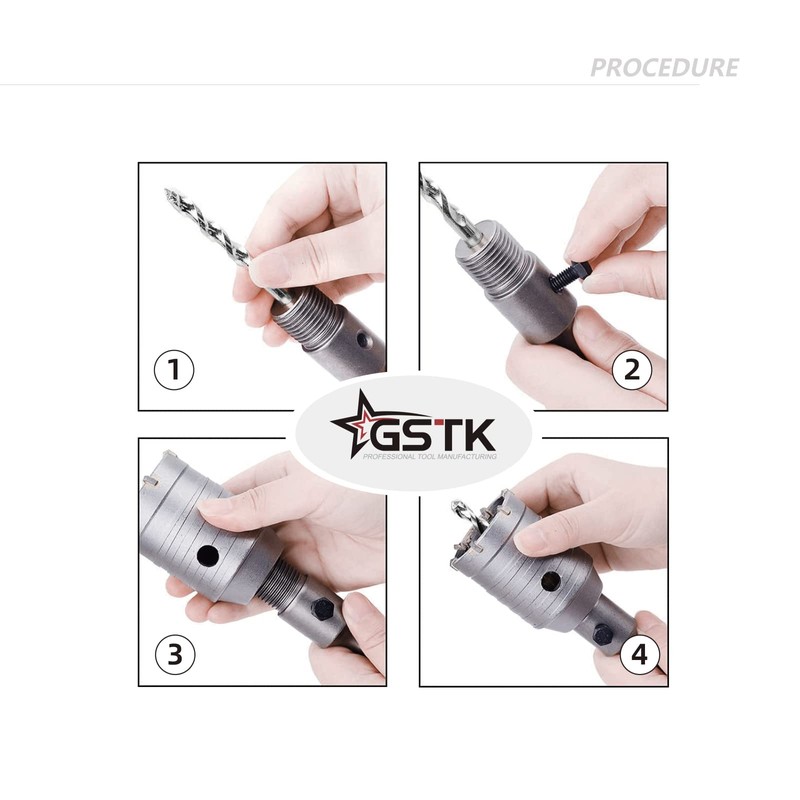 GSTK 7pcs Concrete Hole Saw Set (30mm, 40mm, 50mm, 65mm,