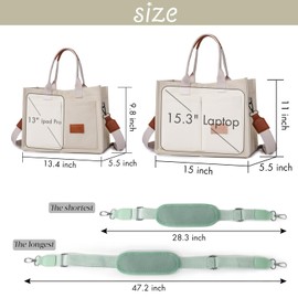 Canvas Tote Bag for Women,Large Totes Bags with Pockets,Work Laptop Bags Purses Crossbody Messenger Handbag with Compartments,Everything Handbag Purse for Travel Nurse College Gift,2 Sizes