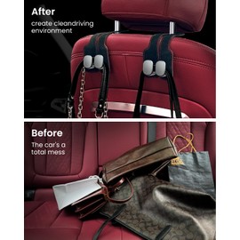 REEVAA Car Hooks for Headrest [Non-Slip, Durable], Seat Back Storage Hook for for Purse, Organizing Bags, Clothes and Backpacks, Car Accessories for Women Men, Fits Most Car, 2PCS, Pink