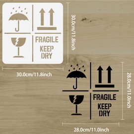 FINGERINSPIRE Keep Dry Fragile Up Text Stencil 30 x 30 cm Reusable Keep Dry Sign Drawing Stencil Fragile Up Sign Painting Template for Cardboard Packaging Plastic Stencil for Wood Paper