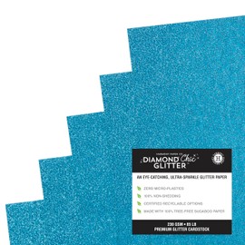 Glitter Cardstock 8.5 x 11 - Shed-Free Sparkly Craft Paper for Scrapbooks, Card Making, DIY Art Projects - 20 Sheets, 85lb Heavyweight, 230 GSM, Turquoise