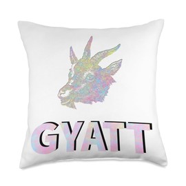 colorful goat head on gyatt Throw Pillow