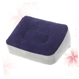 COHEALI 2pcs Inflatable Foot Rest Pillow Flocking Pvc Foot Massage Stool Relax Cushion for Travel, Car, Office, Home (Grey & Blue) - 37x28cm