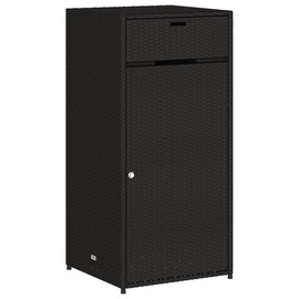 TREATLIFE HOME Patio Storage Cabinet for Outdoor Use, Durable PE Rattan, Black Color, 21.7" x 21.7" x 43.7"