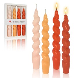7.5 Inches Spiral Taper Candles Colorful Twisted Candle Dripless Long Candles, Handmade Candlesticks for Wedding Dinner Decor, Set of 4(Gradient Orange)