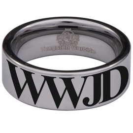 Carburo de Tungsteno WWJD ¿Qué haría Jesús boda banda anniversayr Anillo para hombres y mujeres 8 mm