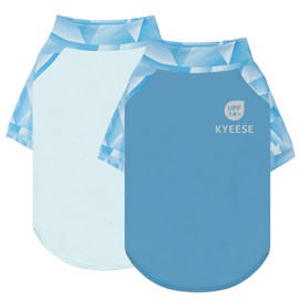 KYEESE 2Pack UV Protection Dog Shirt, UPF 50+ Cooling Dog T Shirts for Small Dogs Boy, Breathable Reflective Dogs Sun Shirts with Sleeves Summer Pet Clothes, Blue, L