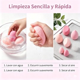 Set de 14 Esponja maquillaje,Beauty blender,Para Juego de Esponjas de Maquillaje Facial,Esponja de belleza de larga duración para polvo,crema y líquido,polvo,Uso húmedo y seco,Supersuave