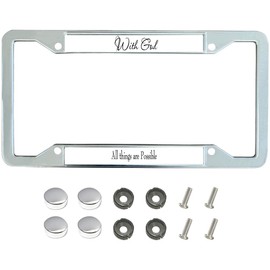 Mengjiao with God All Things are Possible License Plate Frame,Christian Faith Rust-Proof License Plate Frame,Jesus Loves Me License Plate Frame for Independence Day with Screws Caps, Mengjiaa-013