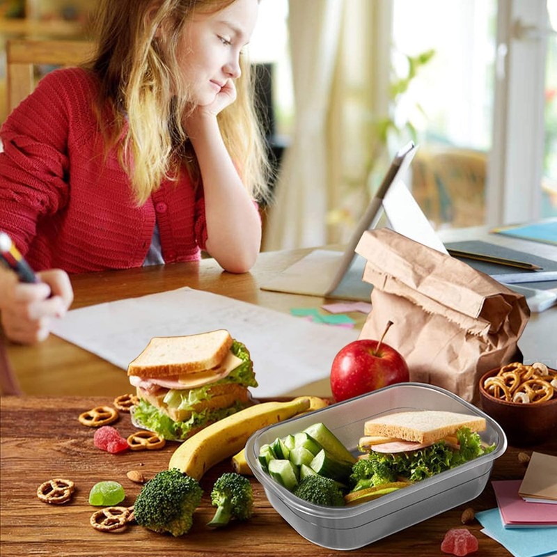 chenqi Rectangle Plastic Portion Box Sets with Lids Food Storage