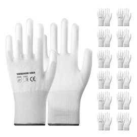 PU Work Gloves, Non-Slip, Abrasion Resistant, Grip, Ideal for Gardening, Construction, Industrial, physical labor, Breathable, Comfortable Fit, Unisex, Available in Multiple Sizes，12 pairs XLarge