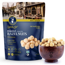 AZNUT Roasted Unsalted Hazelnuts 3 LB, Premium Quality 100% Natural Non-GMO Project Certified, Kosher Certified, No Salt, No Oil, Gluten Free, Keto Diet Snacks, Resealable Bag 3 LB