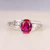 925 Sterling Silver Oval Shaped 1.75 CT Created Ruby Ring