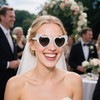 BMYUK White Heart-Shaped Bridal Sunglasses Pearls and Diamonds Fashion Photoshoot