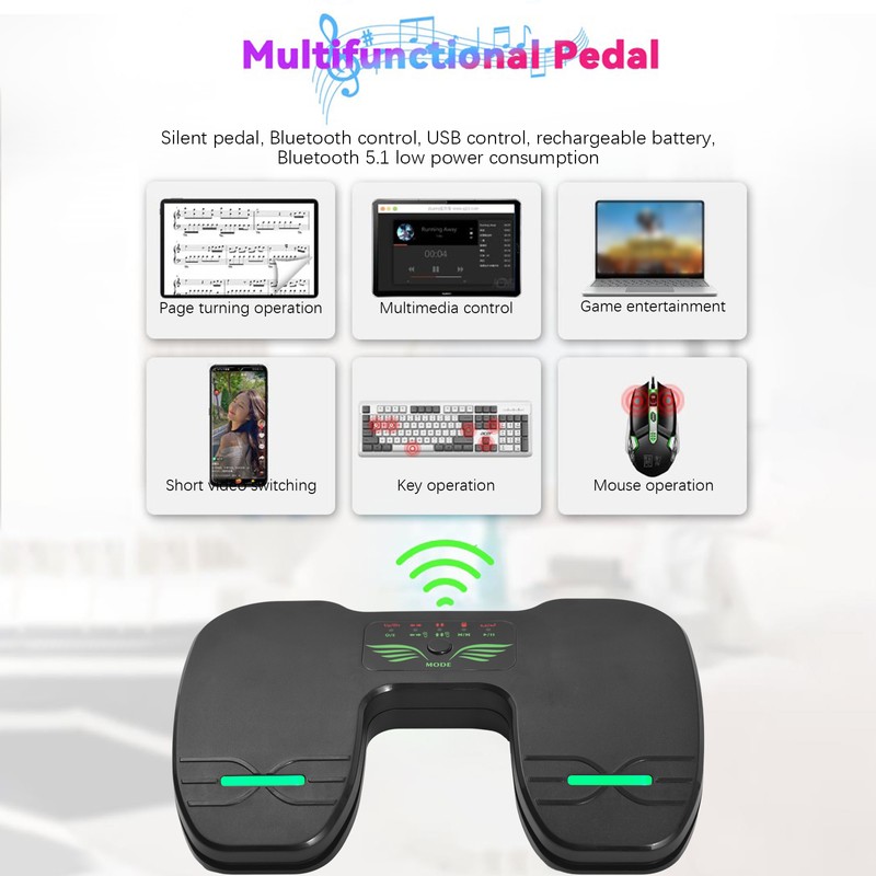 Wireless Page Turner Pedal Portable Music Page Turner for Tablets