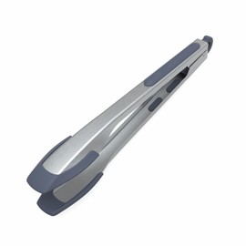 KITCHENDAO Tongs for Cooking with Silicone Tips 12 Inch, One-handed for Convenience, Soft-touch Handle, Silicone Tipped Stainless Steel Kitchen Food Grill BBQ Tongs for Non-stick Cookware Air Fryer