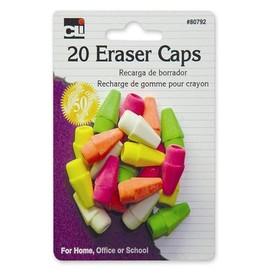 Charles Leonard Pencil Eraser Caps, Neon, Assorted, 20-Pack (80792)