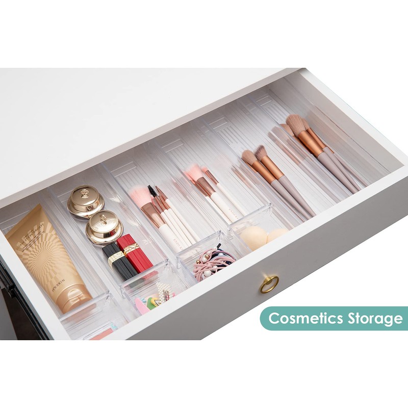 Backerysupply Clear Plastic Drawer Organizer Tray for Vanity Cabinet (Set