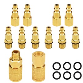 12pcs Air Compressor Fittings, Air Line Connectors Air Coupler and Plug Kit Nutmanel 1/4 NPT Air Fittings 12 Pieces Industrial Type D Quick Connect Set