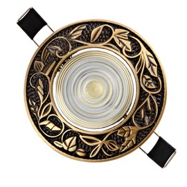 JPVARXM 5W Vintage Brass Downlight Round Recessed Lighting Housing Trim Kits LED Recessed Lighting LED Round Ceiling Light Kit Spotlights Or Flat Baffle Gold Trim