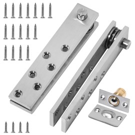 Invisible Pivot Hinge System with Door Ball Catch Hardware, 360° Rotating Design, Ideal for Max 300 lb Wood Doors, Hidden and Secret Door, Silver