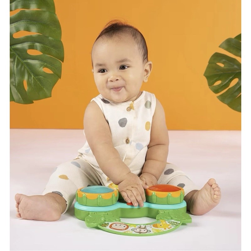 Bright Starts Safari Beats Musical Drum Toy with Lights, Ages