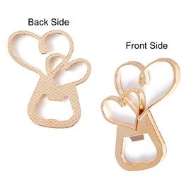 Amajoy Pack of 25 Gold Double Heart Bottle Opener with Kraft Tag and Favor Bag Wedding Favor Gift for Guests Wedding Favor Baby Shower Souvenirs