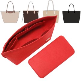 KESOIL Purse Organizer Insert for Handbags & Base Shaper, Felt Bag Organizer for LePliage L Tote, with 2 Sizes, Compatible with Neverfull Speedy and More(PM, Felt-Red