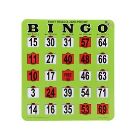 GSE Games & Sports Expert Jumbo Easy-Read Shutter Slide Bingo Cards Bulk, Reusable Jam-Proof Bingo Game Cards with Fingertip Slide Windows for Large Groups (10-Pack)